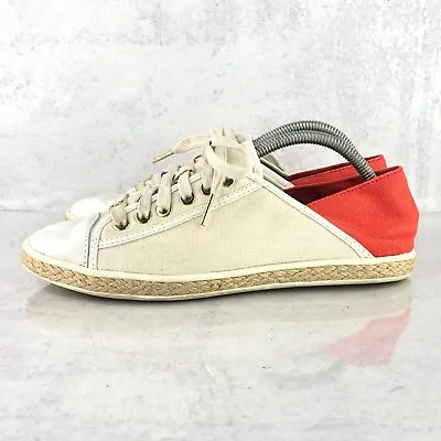 Michael Kors Libby Women's 7 M Shoes Espadrille White Orange Sneakers Flats • $11.66