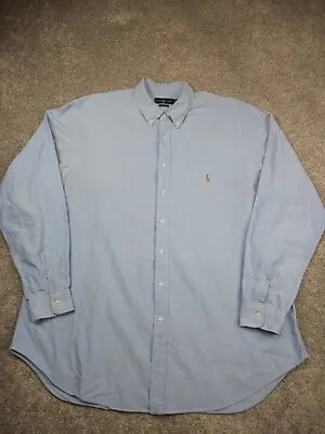Ralph Lauren Dress Shirt Mens 2XLT Blue Oxford Cotton Long Sleeve Button Up • $19.36