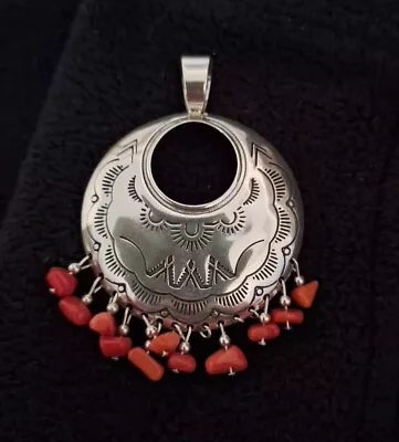 Carolyn Pollack Southwestern QT Sterling & Coral Pendant Only • $48.50