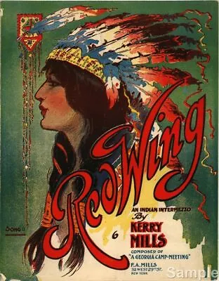 £4.20 • Buy Native American Indian Redwing Headdress 1907 Sheet Music Print 10x8 Poster 