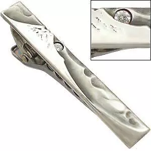 55 Mm Men's Tie Clasps Bar Clip Necktie Clamp Mt Fuji Sunrise Zircon Silver 925 • $149