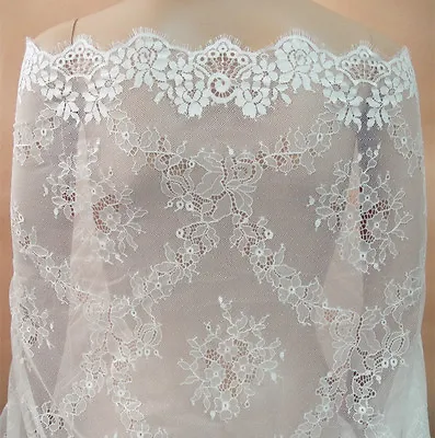 Blossom Wedding Gown DIY Lace Fabric Chantilly Dancing Dress Eyelash Trim 1 PC • £16.90