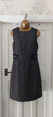 Lovely Smart TU Black & White Shift Dress Tweed Type Size 12 Button Detail Nice • £9.99