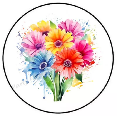 Colored Daisies Daisy Flowers Envelope Seals Labels Stickers Party Favors • $4.99