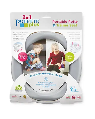 £21.50 • Buy Potette Plus Travel Potty & Toilet Trainer Seat + 10 Liners + Carry Bag - Grey