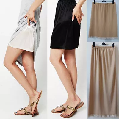 Women Summer Underskirt Long Solid Anti Cling Ultra-thin Half Slip Underskirts • £5.03