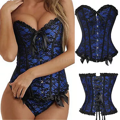 Sexy Corset For Women Lace Up Boned Overbust Bustier Lingerie Bodyshaper Top • £15.79