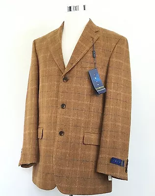 New Ibiza 42L Wool 3 Button  MAMBO  Blazer Jacket WINDOWPANE Sport Coat NWT • $99.95