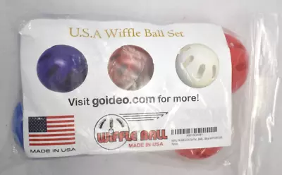 Wiffle Ball 6 Pack Balls Red/White/Blue Plastic Equipment 9  Circumference • $18.99