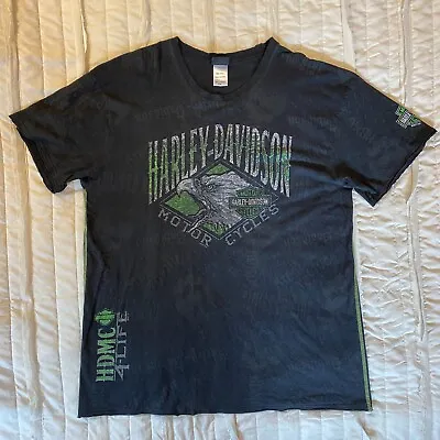 Harley Davidson Mens Shirt 2XL Black Distressed All Over Print Screaming Eagle  • $6.88