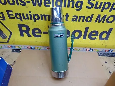 Vtg Stanley Thermos W/ Cup A-944DH Quart Green USA Aladdin Green Chrome Complete • $9.89