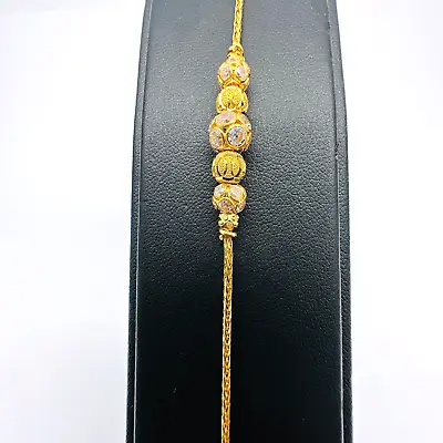 22ct Yellow Gold Three Colour Diamond Cut Beaded Bracelet 4.77gm • £500