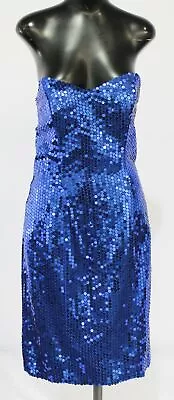 Nadine Women's Strapless Zip-Back Sequin Bodycon Cocktail Dress KH4 Blue Size 11 • $11.90