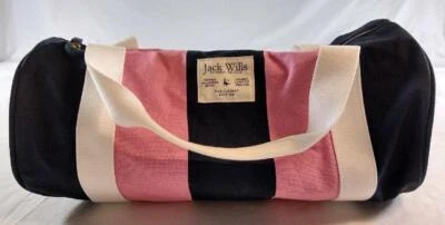 £17.50 • Buy Jack Wills Bag. Navy Blue & Pink Stripe Barrel Style.  Tote, Beach, Gym Bag. VGC