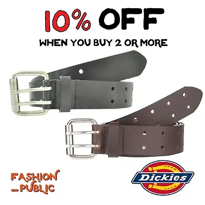 Dickies Men's Belt 2 Hole Double Prong Bridle Black Genuine Leather Work Belt • $19.95