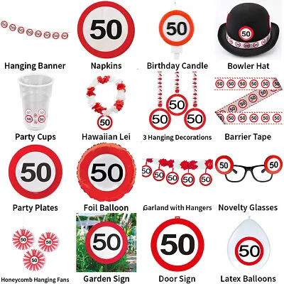 50th Birthday Traffic Signs Theme - Partyware Complete Selection • £4.59