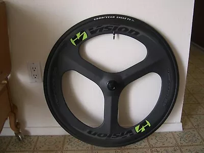 Rear 700C 70mm Tri 3 Spoke Carbon Fiber Wheel Disc Brake 3k Matte W Goodyear F1 • $250