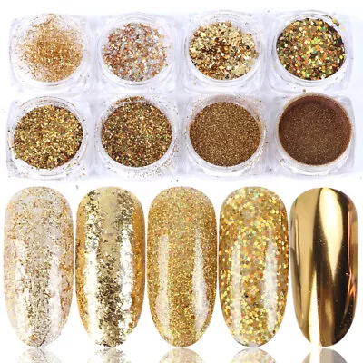 8 Box Mix Glitter Nail Art Powder Flakes Set • $14.99