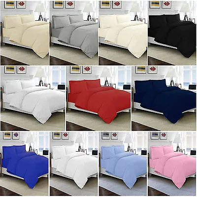 100% Egyptian Cotton Duvet Quilt Cover Set Single Double King Size Bed Sheets • £13.95