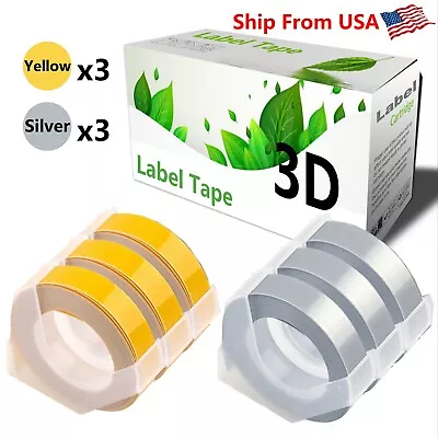 (3Yellow3Silver) 3D Label Tape Used For Dymo Maxi 1755 Label Makers • $12.99