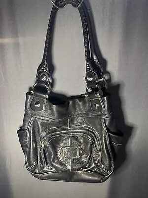 B. Makowsky Black Genuine Soft Pebbled Leather Shoulder Bag Purse Hobo  • $55