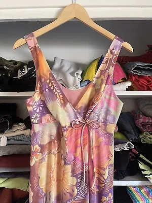 Vintage 60’s 70’s Vanity Fair Maxi Nightgown Glowing Floral Satin Nylon Size 34 • $30