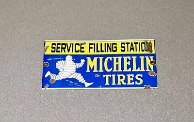 Vintage 12” Michelin Man Tires Porcelain Sign Car Gas Auto Oil • $89.99