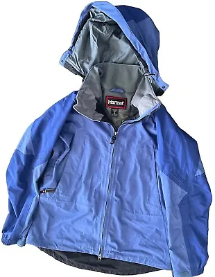 Marmot Ski Jacket Women's Size M Blue Gore-Tex Logo Embroidered Hooded Polyester • $35.19