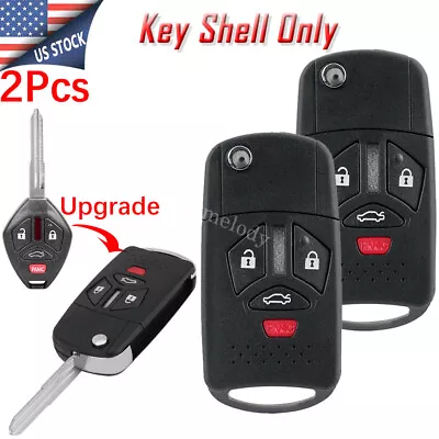 2 4B Flip Key Fob Case Shell For Mitsubishi Lancer 2007 2008 2009 2010 2011 2012 • $12.79