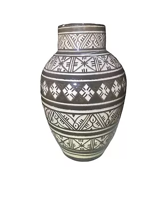 £47.51 • Buy A. Serghini Safi Moroccan Pottery Vase Signed ~9.75” Tall Crackle Grays Vintage