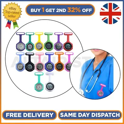 Digital Multi Function Nurses Brooch Tunic Fob Pocket Carabiner Silicon Watch UK • £8.97