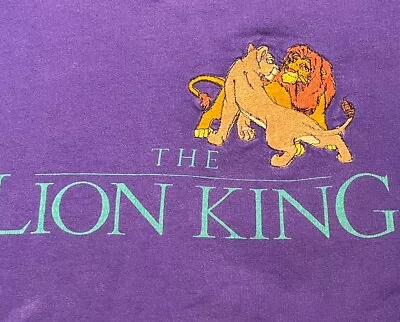 Vtg 90s THE LION KING WALT DISNEY L/S Shirt L Embroidered Cartoon CREWNECK • $29.99