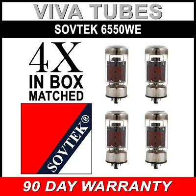 $472.52 • Buy Brand New Plate Current Matched Quad (4) Sovtek 6550WE Vacuum Tubes
