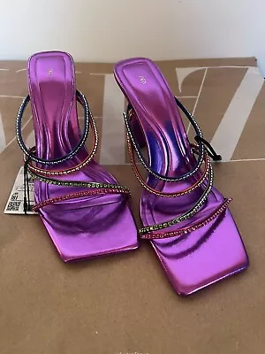 New Zara Sandal Heeled  With Multicolor Beading StrapSize 7.5US • $37.99