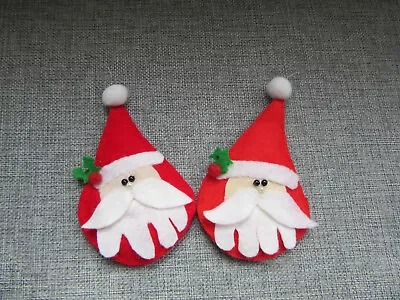 2 X Felt Handmade Father Christmas Decorations • £5.99