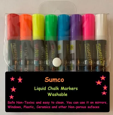 $14.95 • Buy Liquid Chalk Markers 8pc Erasable Chalkboard Pen For Blackboard Shipped From USA