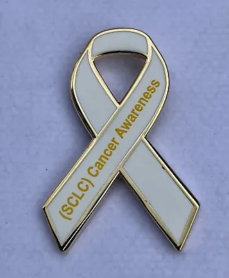 *NEW* Small Cell Lung Cancer (SCLC) Awareness Ribbon Enamel White Badge / Brooch • £3.99