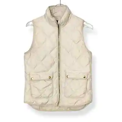 J. Crew Excursion White Down Quilted Puffer Vest Size XS Sleeveless Full Zip • $26.09