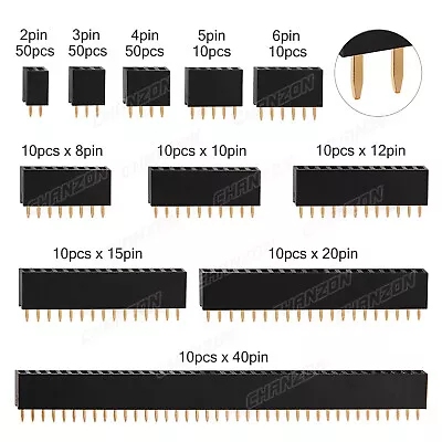 Male Female 2.54mm Pitch Header Pins Socket Single Double Row Connector Strip • £3.59