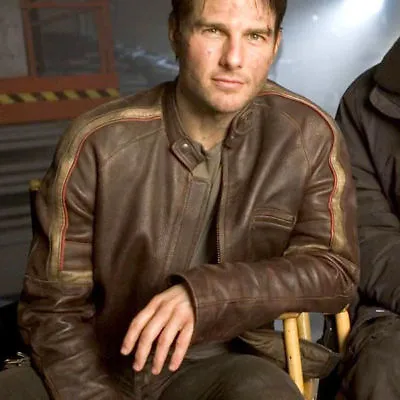 War Of The Worlds Tom Cruise Real Cowhide Leather Jacket - ZH • £99.99