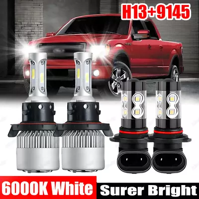 For 2004-2014 Ford F-150 8000K LED Headlight Hi/Lo + Fog Light 4 Bulbs Combo Kit • $24.98