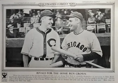 May 6 1935 Illus News Poster Hal Trotsky Indians Zeke Bonura White Sox Baseball • $28