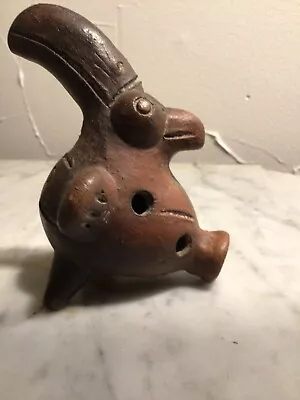 Vtg Toucan Bird Mexican Clay Folk Art Ocarina Flute/whistle Effigy  • $10