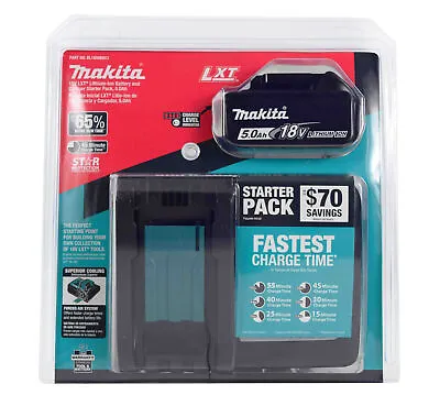 Makita BL1850BDC1 18V LXT Li-Ion 5.0Ah BL1850B Battery W/ Charger Starter Kit • $87.75