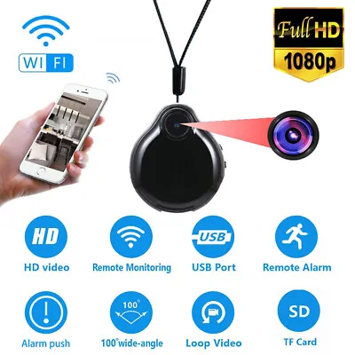HD 1080P Secret Wearable Mini WIFI Camera Video Voice Recorder Necklace Pendant • £16.78