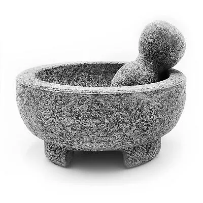 	Granite Mortar And Pestle Set Guacamole Bowl Molcajete 8 Inch - Natural Ston... • $38.32