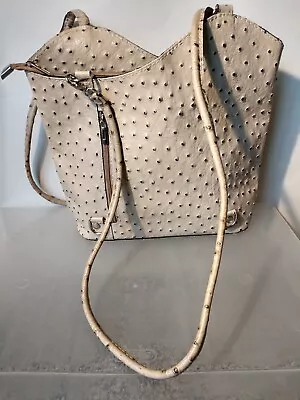 BORSE IN PELLE Italy Beige Ostrich Leather Purse Handbag Vintage Shoulder Bag • $36