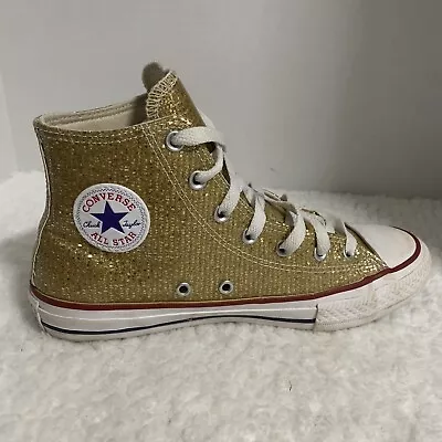 Kids Converse Gold Glitter Chuck Taylor All Star Mid Top SZ 5 Junior • $28