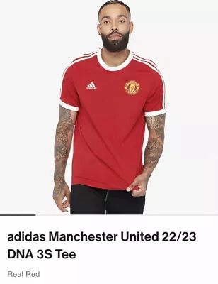 Manchester United Adidas 22/23 DNA 3s Tee Men’s Large BNWT In Bag Adidas HE6657 • £29.99