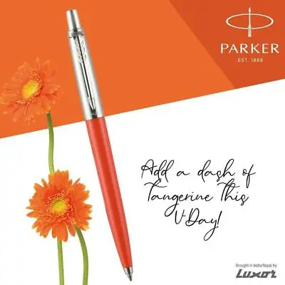 Parker Jotter Ballpoint Pen Orange Colour Medium Nib Blue Ink With Gift Box • £7.99